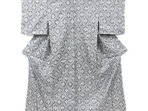 幾何学に花唐草模様織り出し　西陣お召着物アンサンブル